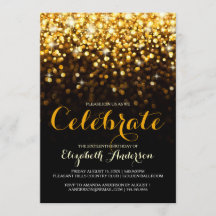 Dorado Black Hollywood Glam Sweet Dieciséis Invita