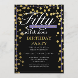 Invitación Dorado Black Script 50 y fabuloso cumpleaños