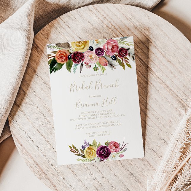 Invitación Dorado Boho Floral Bridal Brunch Bridal Bridal Sho (Subido por el creador)