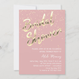 Invitación Dorado Confetti Bridal Shower Script RosaPowder