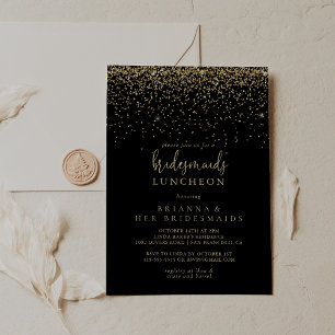 Invitación Dorado Confetti Script Bridesmaids ducha Luncheon