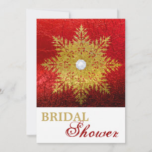 Invitación Dorado de copo de nieve ducha de novia en invierno