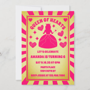 Invitación Dorado De Lujo Reina Rosa De Los Corazones Cumplea