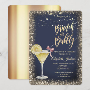 Invitación Dorado Dots Cocktail Glass Lemon Bridal Shower