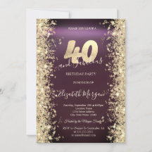 Dorado Esparkle Diamantes Borgoña 40 cumpleaños