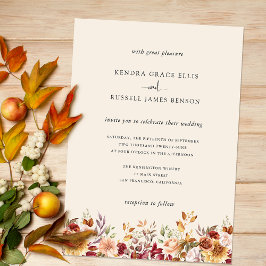 Invitación Dorado Fall Terracotta Floral