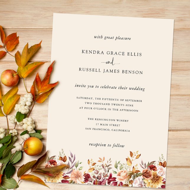Invitación Dorado Fall Terracotta Floral (Subido por el creador)