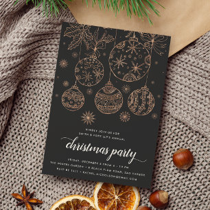 Invitación Dorado   Fiesta de feriado de navidades