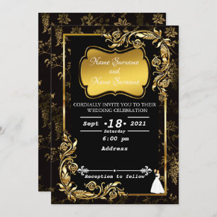 Invitación Dorado floral