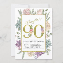 Invitación Dorado Floral 90 cumpleaños