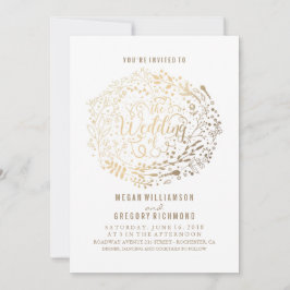 Invitación Dorado Floral Bouquet Elegante Boda moderno