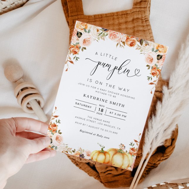 Invitación dorado floral pequeña calabaza de bebé ducha (Subido por el creador)