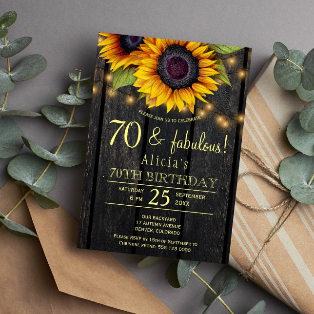 Invitación Dorado girasoles granero de granero setenta fabulo (Subido por el creador)