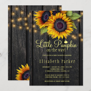 Invitación Dorado girasoles granero de madera de campo ducha