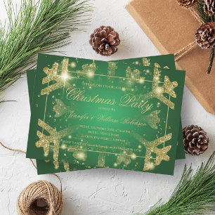 Invitación Dorado Glam Purpurina Snowflake Navidad vacaciones