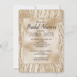 Invitación Dorado Glam Purpurina Zebra Animal Bridal Shower