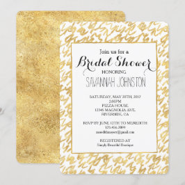 Invitación Dorado Glitz Resumen Squiggles ducha de novia