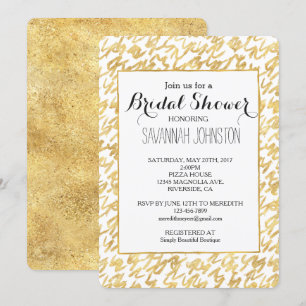 Invitación Dorado Glitz Resumen Squiggles ducha de novia