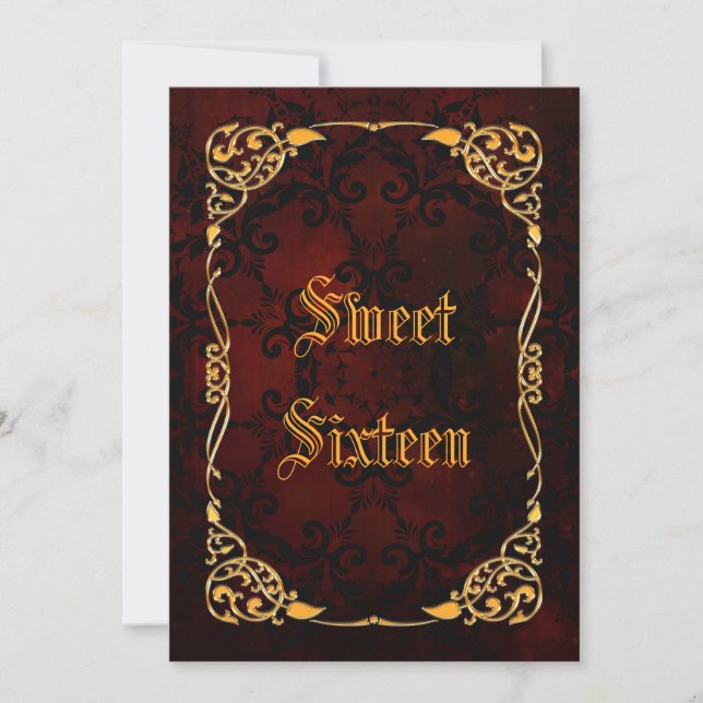 Invitación Dorado gótico dulce enmarcado 16 (Anverso)