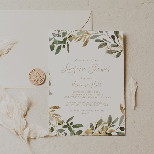 Invitación Dorado Green Fall Bridal Lingerie Shower (Subido por el creador)