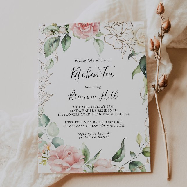 Invitación Dorado Green Foliage Kitchen Tea Bridal Shower (Subido por el creador)