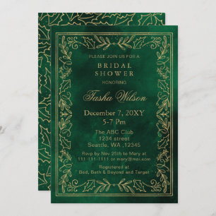 Invitación Dorado Green Winter Foliage Holiday Bridal Shower