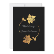 Dorado Gris Negro Floral Wreath Lujo Elegante