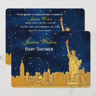 Invitación Dorado horizonte de la ciudad de Nueva York #2 Bab