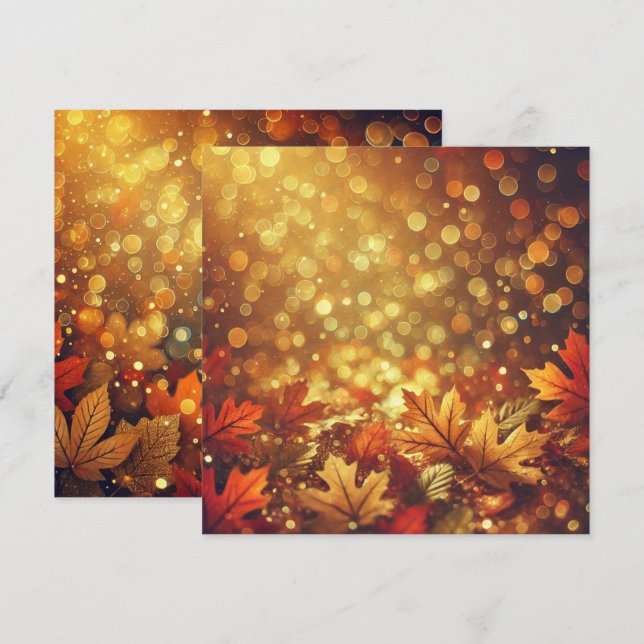 Invitación Dorado impreso deja cuaderno de Bokeh (Anverso / Reverso)