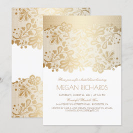 Invitación Dorado Lace Elegante Vintage White Bridal Shower