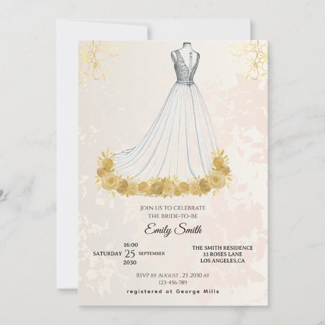 Invitación Dorado lujo elegante Glam Bridal Shower (Anverso)