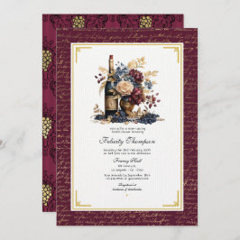 Invitación Dorado, marina y borgoña Degustando ducha de novia