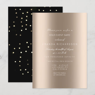 Invitación Dorado Metálico Brillante Negro Confeti Marfil Bei