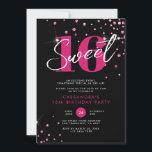 Invitación Dorado moderno Rosa y dulce negro Dieciséis cumple<br><div class="desc">Invitación a los 16 cumpleaños del moderno Rosa Gold & Black Sweet</div>