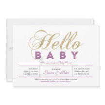 Dorado, Morado | Niña, Tipografía Moderna Baby Sho
