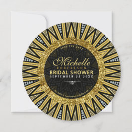 Invitación Dorado negro Diamante Art Deco Glam Bridal Ducha