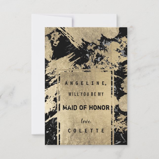 Invitación Dorado negro gris manchas de agua meseta de honor