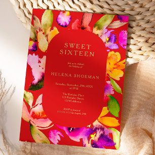 Invitación Dorado otoño floral de gran tamaño Acuarela dulce