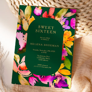 Invitación Dorado otoño floral de gran tamaño Acuarela dulce