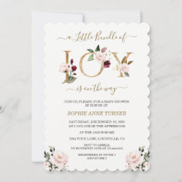 Invitación Dorado Pequeño Paquete De Alegre Baby Shower Flora
