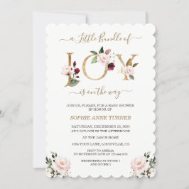 Invitación Dorado Pequeño Paquete De Alegre Baby Shower Flora