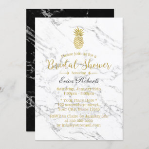 Invitación Dorado Pineapple Moderno Marble Bridal Shower