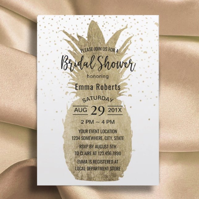 Invitación Dorado Pineapple Moderno Tropical Bridal Shower (Subido por el creador)