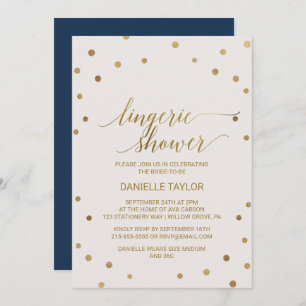 Invitación Dorado Polka Dots Lingerie Shower