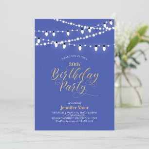 Invitación Dorado Púrpura Azul Moderno 40. Fiesta de cumpleañ