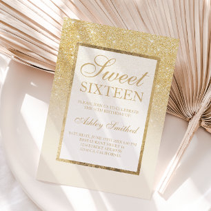 Invitación Dorado purpurina marfil oscuro elegante Dulce diec