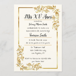 Invitación Dorado Quinceañera