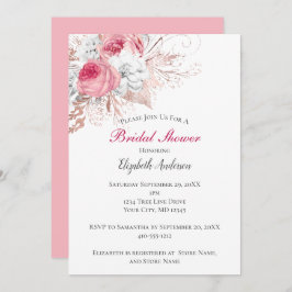 Invitación Dorado rosa blanco rosa dorado floral trendy ducha