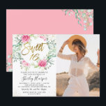 Invitación Dorado rosa Floral Verdor dulce 16 cumpleaños foto<br><div class="desc">Verdor floral de oro rosado dulce 16 invitación de foto de cumpleaños</div>