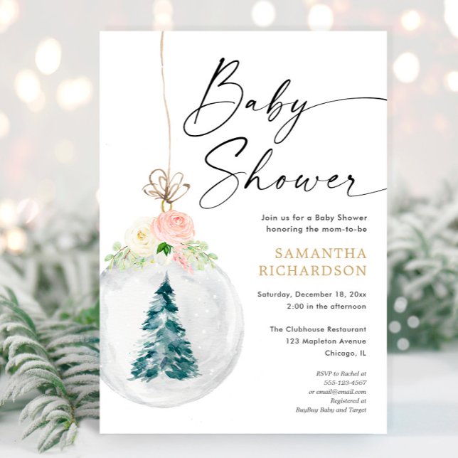 Invitación Dorado rosa invierno Árbol de Navidad (Subido por el creador)